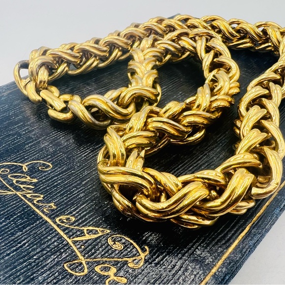 Thick vintage MONET round weave gold chain necklace 18” chunky heavy! - Picture 8 of 11